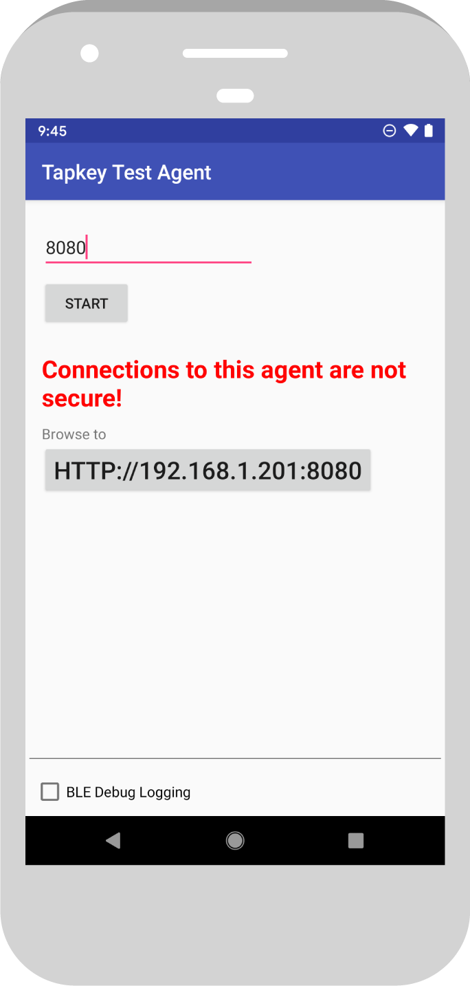 A screenshot of the test agent's main view